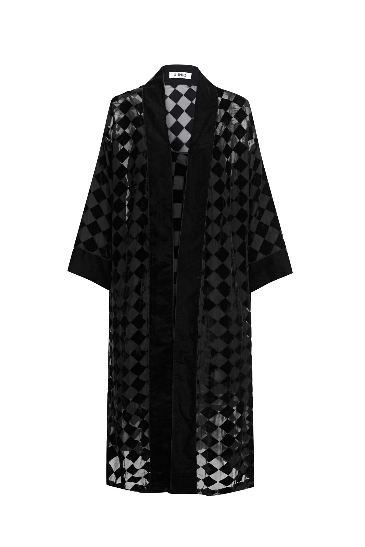 UUNIQ BETH'S CHECKERBOARD Long Sleeves Robe