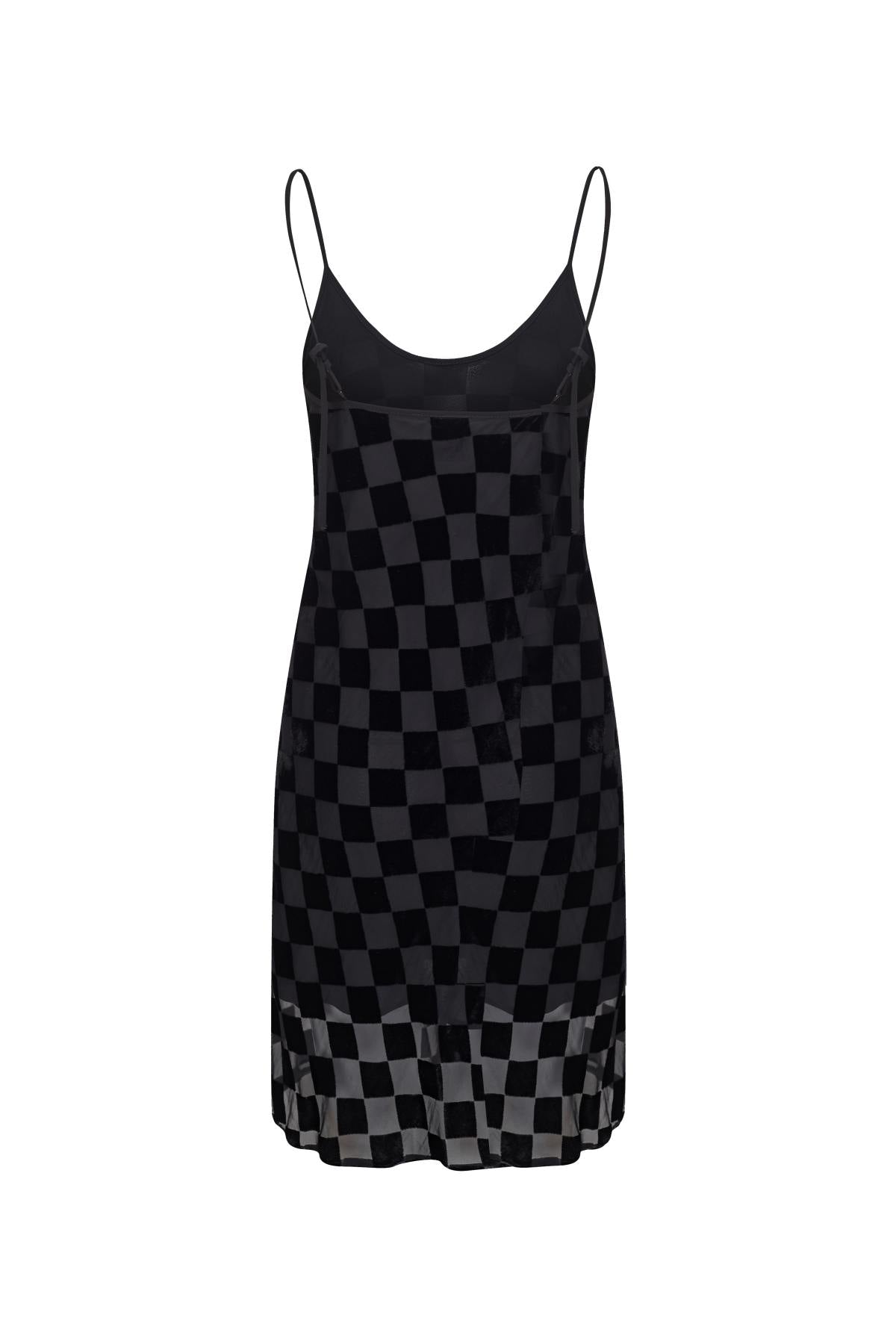 UUNIQ BETH'S CHECKERBOARD Lingerie-style Mini Dress