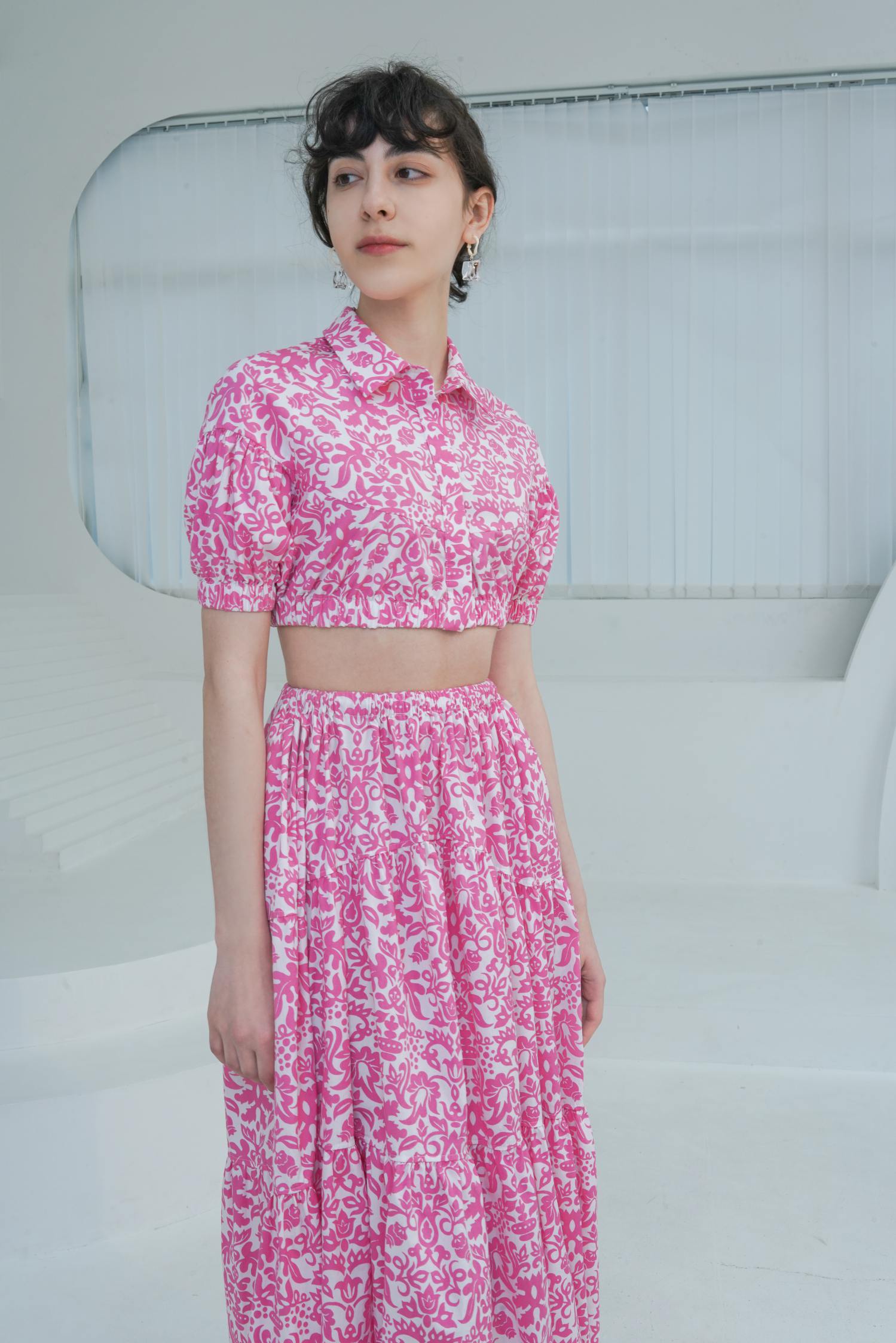 UUNIQ FLORENCE Pink Floral  Midi Skirt