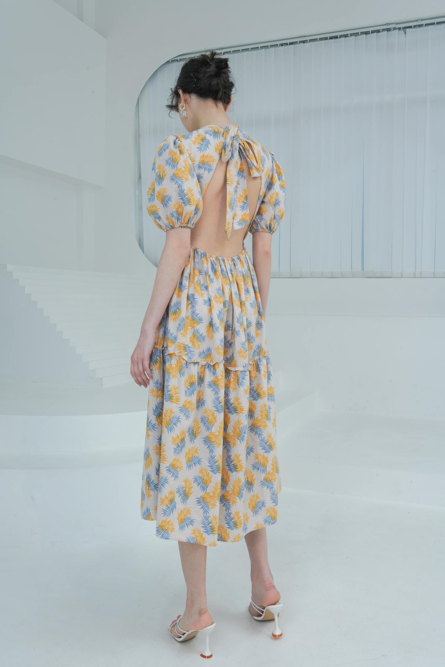 UUNIQ  OLIVIA Salt White & Yellow Print dress